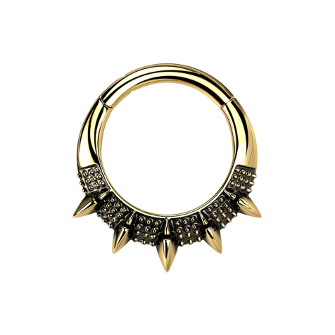 Micro segment ring hinged gold-plated five cones