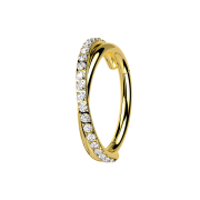 Micro segment ring hinged gold-plated crossed sideways...