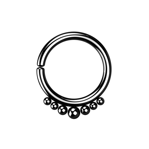 Micro piercing anneau noir sept boules