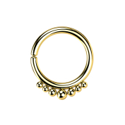 Micro Piercing Ring vergoldet sieben Kugeln