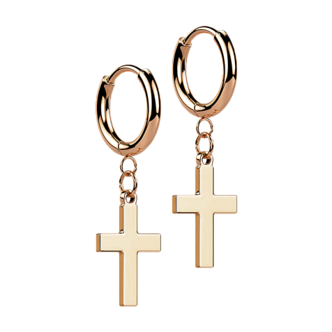 Ohrring rosegold Anhänger Kreuz klein