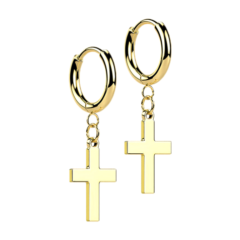 Gold-plated earring pendant cross small