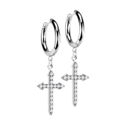 Earring silver pendant Celtic cross with crystals