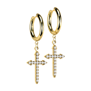 Boucles doreilles plaquées or pendentif croix...