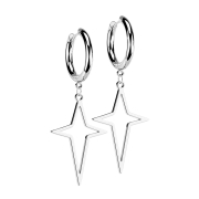 Boucles doreilles argent pendentif croix en étoile