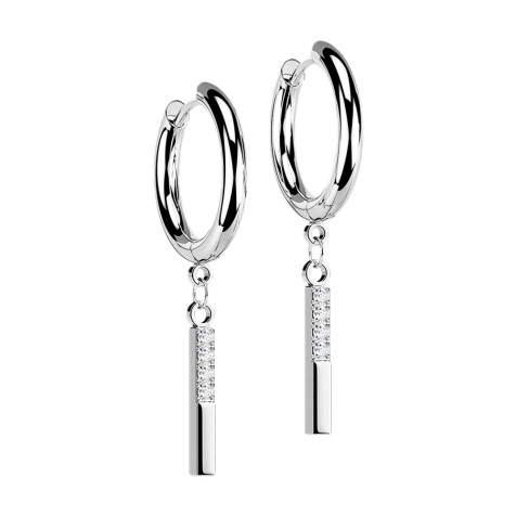 Boucles doreilles argent pendentif poutre avec cristaux