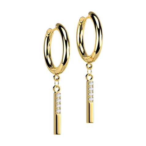 Orecchini a barretta placcati oro con cristalli