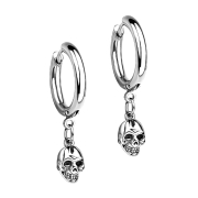 Boucles doreilles argent pendentif tête de mort