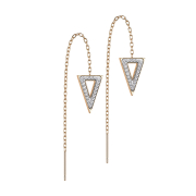 Stud earrings rose gold free-falling chain triangle with...