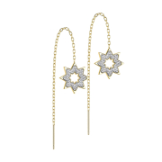 Gold-plated stud earrings free-falling chain snowflake...