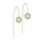 Gold-plated stud earrings free-falling chain snowflake with crystals