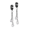 Ohrring zum Klappen schwarz Anhänger zwei Ketten mit Kristall