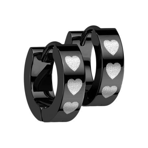 Boucle doreille à clapet noir trois cœurs