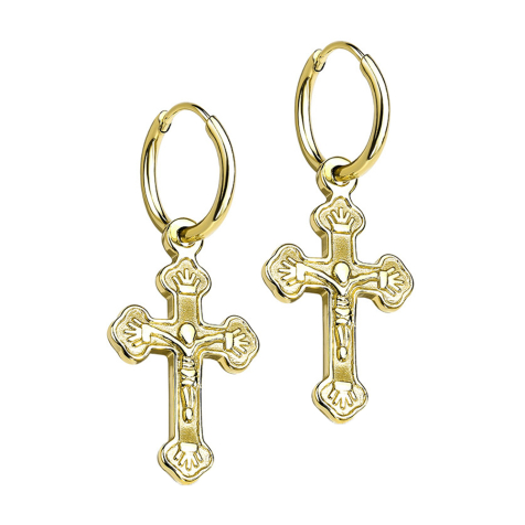 Ohrring vergoldet Anhänger Kreuz