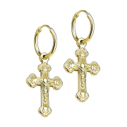 Ohrring vergoldet Anhänger Kreuz
