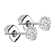 Orecchini a bottone argento cristallo rotondo argento