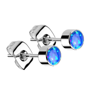 Ohrstecker silber Zylinder Opal blau
