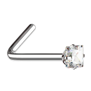Nose stud angled silver square crystal silver set