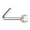 Nose stud angled silver square crystal silver set