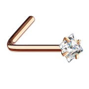 Nasenstecker gewinkelt rosegold quadratischer Kristall...