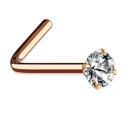 Clous de nez angulaires or rose cristal rond serti dargent