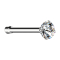 Nose stud straight silver round crystal silver set
