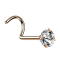 Clous de nez courbes or rose cristal rond serti dargent