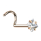 Borchia nasale curva in oro rosa con cristallo quadrato incastonato in argento