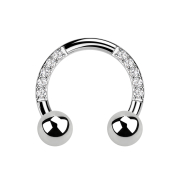 Micro Circular Barbell argent cristaux avec deux boules