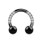 Micro Circular Barbell noir cristaux avec deux boules