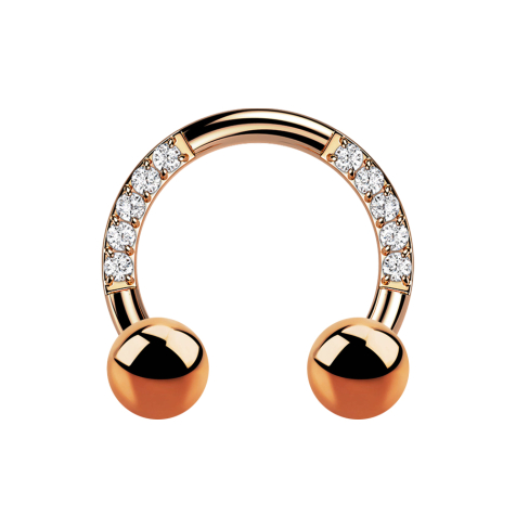 Micro circular barbell rose gold crystals with two balls