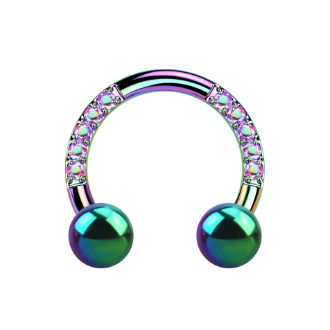 Micro Circular Barbell couleurs cristaux avec deux boules