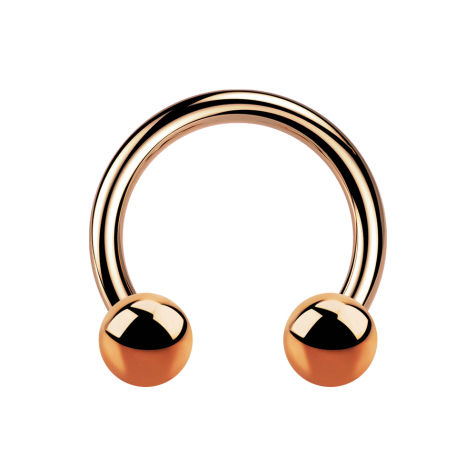 Circular barbell in rose gold with two balls