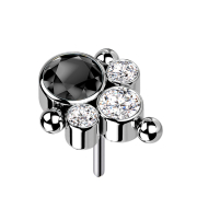 Threadless argento tre sfere quattro cristalli argento e...