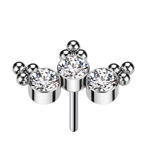 Boules triangulaires argentées sans filetage, trois cristaux argentés