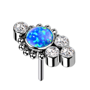 Threadless silber Kugeln vier Kristalle silber Opal blau