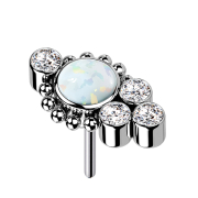 Threadless silber Kugeln vier Kristalle silber Opal weiss