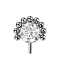 Threadless silver front ball half flower crystal silver