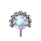 Threadless silver front ball half flower crystal multicolor