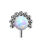 Threadless silver front ball half flower opal white