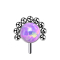 Threadless silver front ball half flower opal violet