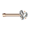 Nose stud straight rose gold crystal heart set in silver