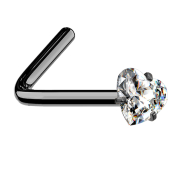 Nasenstecker gewinkelt schwarz Kristallherz silber gefasst