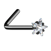 Nasenstecker gewinkelt schwarz Kristallstern silber gefasst