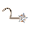 Clou nasal courbé or rose étoile de cristal sertie dargent