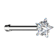 Clou nasal droit argent étoile de cristal sertie...
