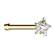 Nose stud straight gold-plated crystal star set in silver