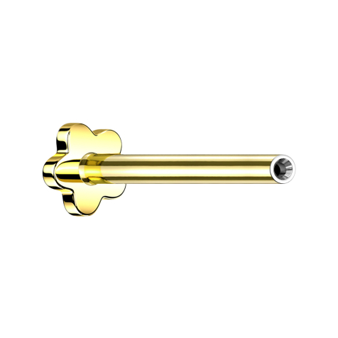 Micro Threadless Labret Bar Flower Gold Plated