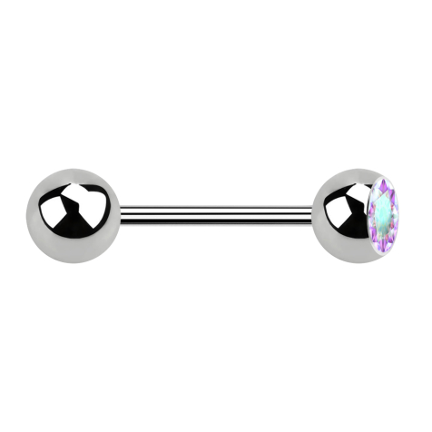 Micro barbell silver with ball and ball crystal multicolor