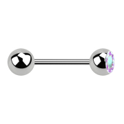 Micro barbell silver with ball and ball crystal multicolor